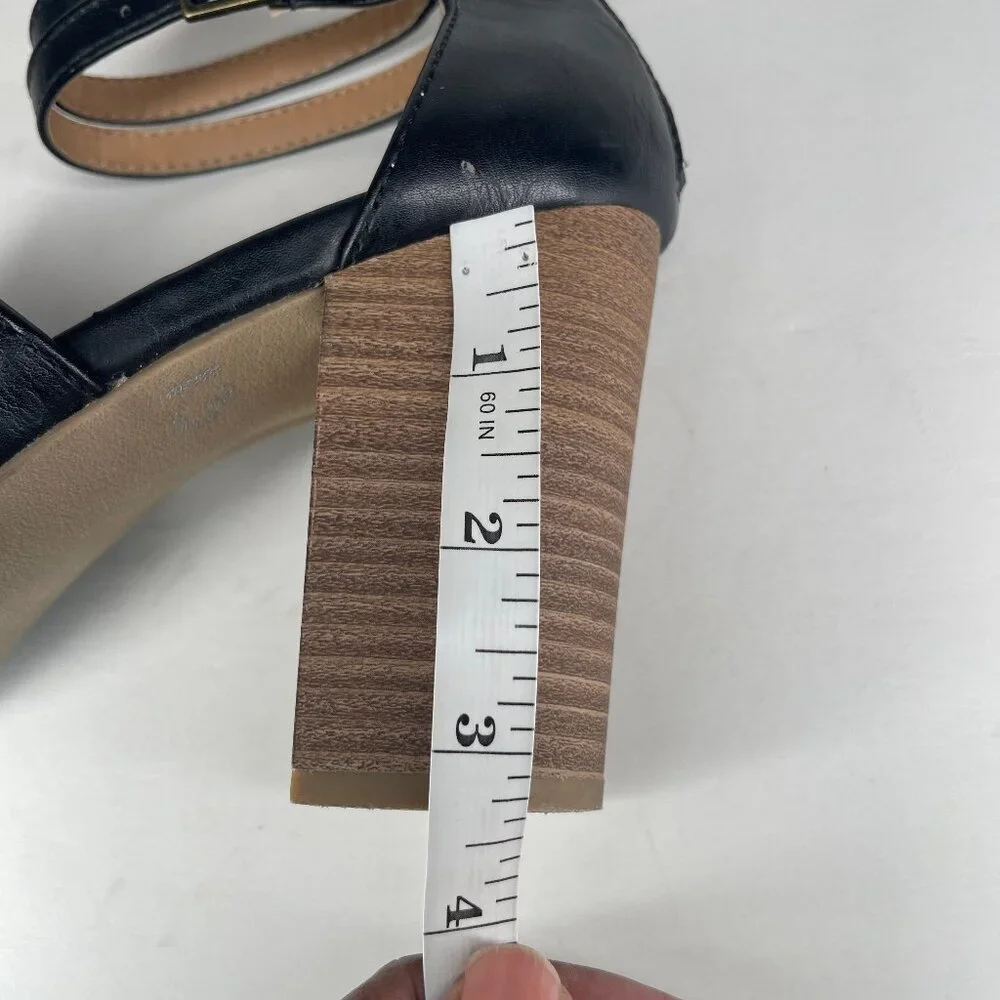 Maurices Jeanie Perforated Block Heel Sandals Black Size 9 Gothic Boho